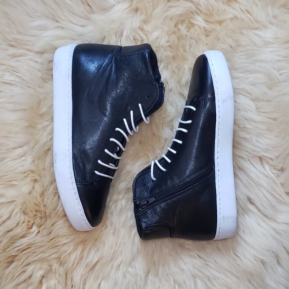 Sixtyseven Black Leather High Top Sneakers - Picture 2 of 7
